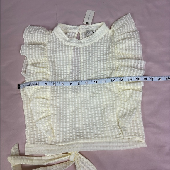Anthropologie Cream Ruffle Blouse - Picture 6 of 8